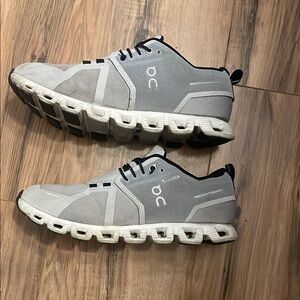 On Running Gray and White Athletic Shoes with CloudTec